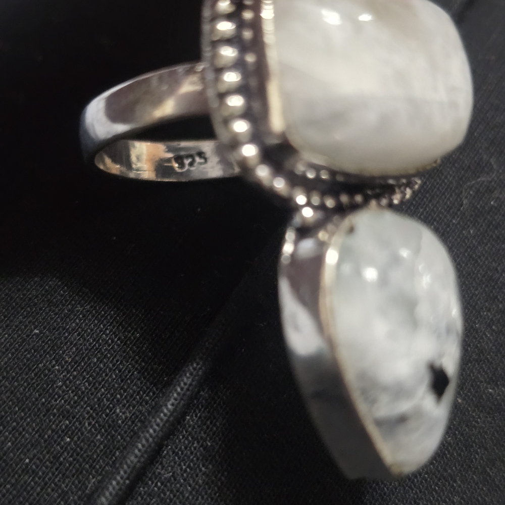 Genuine Moonstone Statement Ring, Size 9, Marked … - image 7